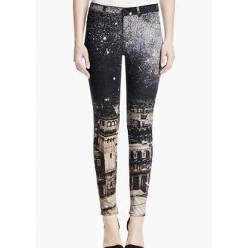 HUDSON Women's 27 Nico Super Skinny Midrise Jeans Versailles City Skyline